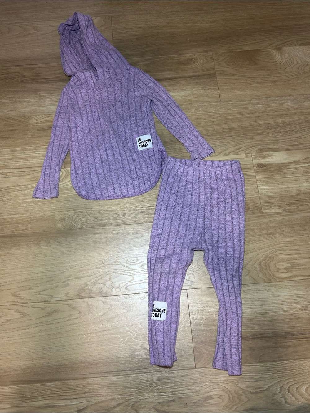 Source Unknown Lilac Ribbed Hoodie & Leggings Set